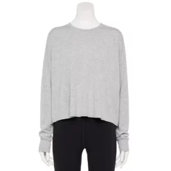 Women's Tek Gear® Easy French Terry Raw-Seam Tee -Hot Sale Adult Shop 5562562 Metro Heather