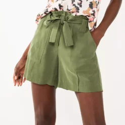 Women's Nine West High-Waisted Paperbag Utility Shorts -Hot Sale Adult Shop 5562607 Infantry Olive
