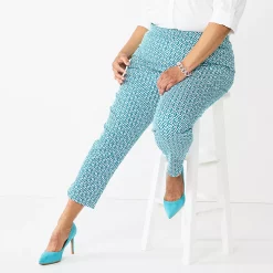 Plus Size Croft & Barrow® Effortless Stretch Ankle Pants -Hot Sale Adult Shop 5562626 Turquoise Geo