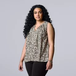 Plus Size Simply Vera Vera Wang Pintuck Sleeveless Top -Hot Sale Adult Shop 5564675 Textured Skin
