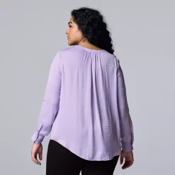 Plus Size Simply Vera Vera Wang Roll-Tab Popover Top -Hot Sale Adult Shop 5564678 ALT