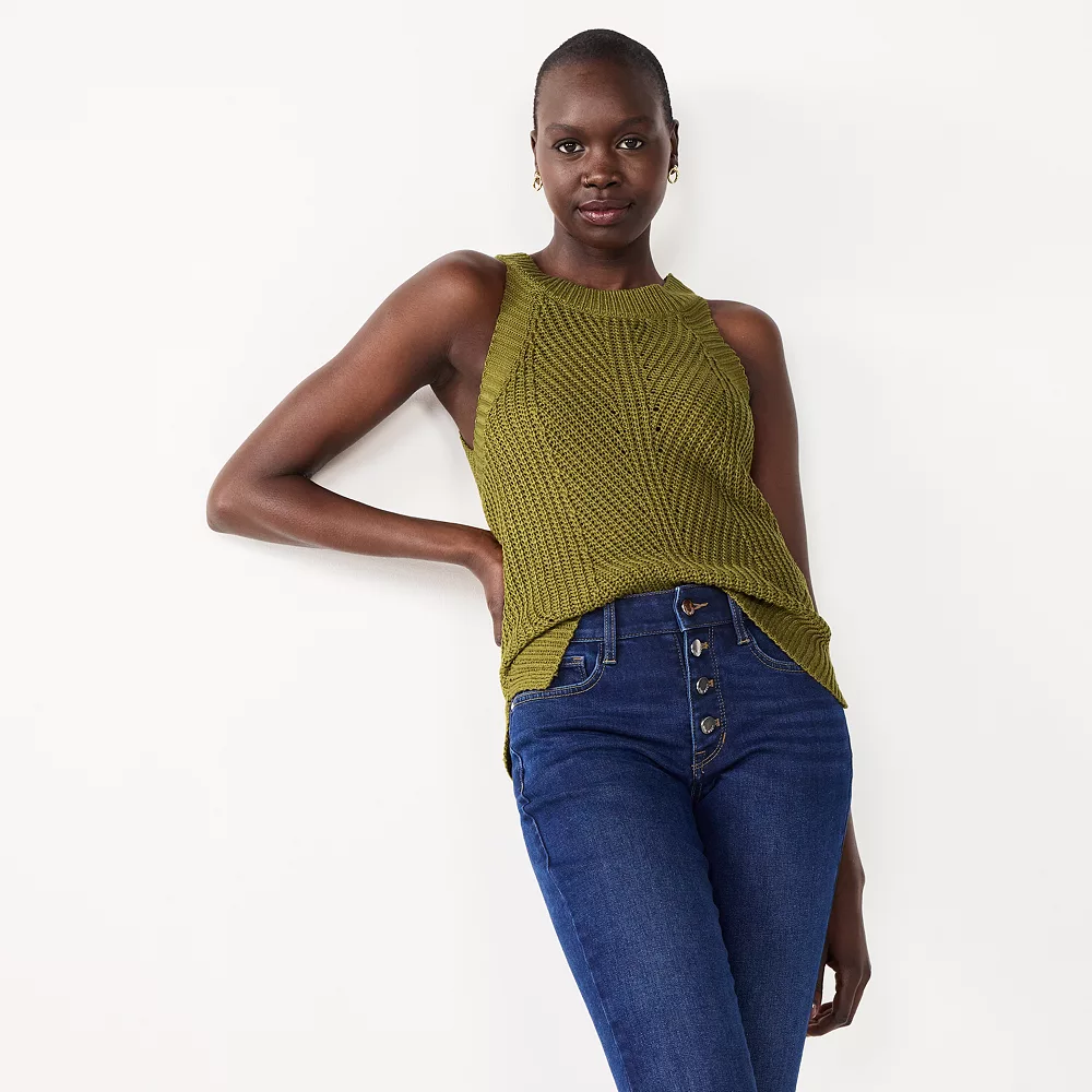 Women's Nine West High-Neck Cutaway Sweater Tank 2 Women's Nine West High-Neck Cutaway Sweater Tank - Image 2