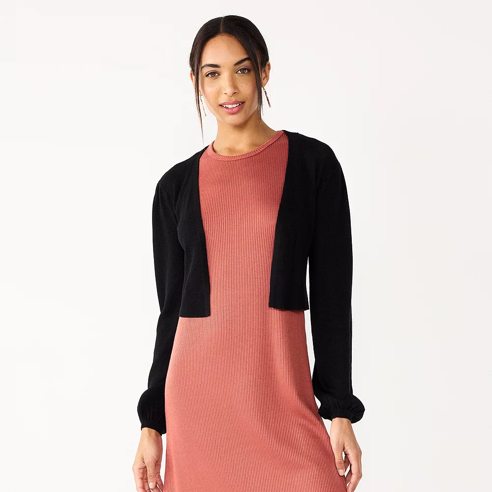 Women's Nine West Balloon Sleeve Open Front Cardigan 1 Women's Nine West Balloon Sleeve Open Front Cardigan