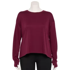 Plus Size Tek Gear® Crewneck Crop Tee -Hot Sale Adult Shop 5567897 Night Sangria