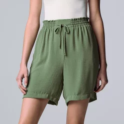 Women's Simply Vera Vera Wang High-Rise Paperbag Waist Shorts -Hot Sale Adult Shop 5568343 Olive Meadow