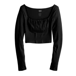 Juniors' SO® Ruched Solid Crop Top -Hot Sale Adult Shop 5568479 ALT5