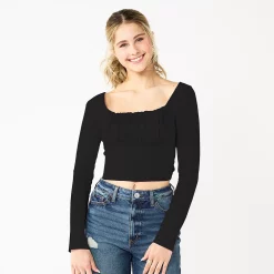 Juniors' SO® Ruched Solid Crop Top