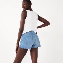 Women's Nine West High Rise Raw Hem Relaxed Denim Shorts -Hot Sale Adult Shop 5569183 ALT