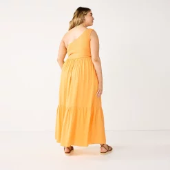 Plus Size Nine West One-Shoulder Smocked Maxi Dress -Hot Sale Adult Shop 5569783 ALT
