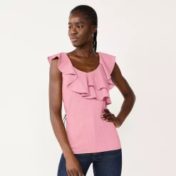 Petite Nine West Ruffle Neck Top -Hot Sale Adult Shop 5570512 Lilac Necklace