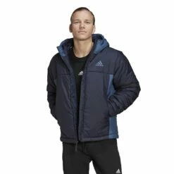Men's adidas 3-Stripes Puffy Hooded Jacket -Hot Sale Adult Shop 5573137 Legend Ink