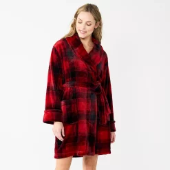 Women's Sonoma Goods For Life® Short Plush Robe -Hot Sale Adult Shop 5574694 Buffalo Check