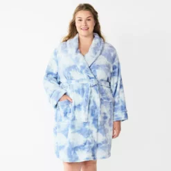 Plus Size Sonoma Goods For Life® Short Plush Robe -Hot Sale Adult Shop 5574695 Blue Dye Effect