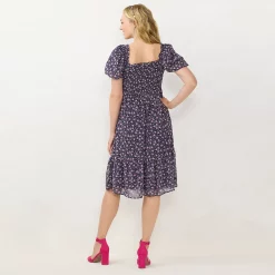 Women's LC Lauren Conrad Puff-Sleeve Smocked Midi Dress -Hot Sale Adult Shop 5577677 ALT