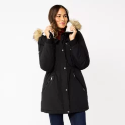 Women's Nine West Sherpa Trim Parka Coat -Hot Sale Adult Shop 5578773 Black
