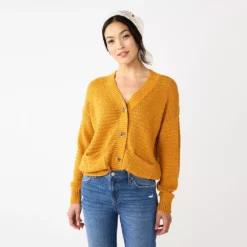 Women's Sonoma Goods For Life® Cropped Cardigan -Hot Sale Adult Shop 5581344 Gold