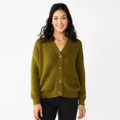 Women's Sonoma Goods For Life® Cropped Cardigan -Hot Sale Adult Shop 5581344 Olive