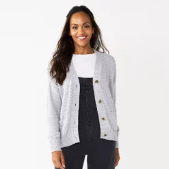 Women's Sonoma Goods For Life® Cropped Cardigan -Hot Sale Adult Shop 5581344 Silver Gray