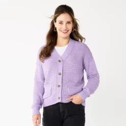 Women's Sonoma Goods For Life® Cropped Cardigan -Hot Sale Adult Shop 5581344 Violet