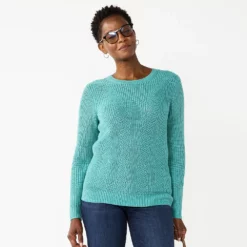 Women's Croft & Barrow® Crewneck Cable Sweater -Hot Sale Adult Shop 5582065 Blue