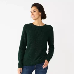 Women's Croft & Barrow® Crewneck Cable Sweater -Hot Sale Adult Shop 5582065 Pine