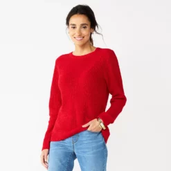 Women's Croft & Barrow® Crewneck Cable Sweater -Hot Sale Adult Shop 5582065 Red