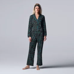 Women's Simply Vera Vera Wang Cozy 3-pc. Long Sleeve Pajama Set & Matching Headband -Hot Sale Adult Shop 5582800 ALT2