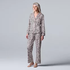 Women's Simply Vera Vera Wang Cozy 3-pc. Long Sleeve Pajama Set & Matching Headband -Hot Sale Adult Shop 5582800 White Animal