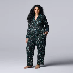 Plus Size Simply Vera Vera Wang Cozy 3-pc. Long Sleeve Pajama Shirt, Pajama Pants & Matching Headband Sleep Set -Hot Sale Adult Shop 5582802 ALT2
