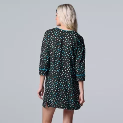 Women's Simply Vera Vera Wang 3/4 Sleeve Cozy Henley Sleepshirt with Matching Headband -Hot Sale Adult Shop 5582805 ALT