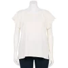 Plus Size LC Lauren Conrad Scoopneck Flutter Short Sleeve Top