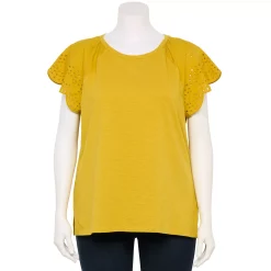 Plus Size LC Lauren Conrad Scoopneck Flutter Short Sleeve Top -Hot Sale Adult Shop 5582976 Sultan Olive