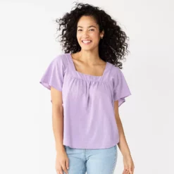 Women's Sonoma Goods For Life® Flutter Shoulder Top -Hot Sale Adult Shop 5583549 Light Purple