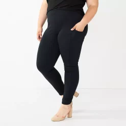 Juniors' Plus Size SO® High-Rise Ponte Leggings -Hot Sale Adult Shop 5583886 Black Side Pocket