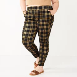 Juniors' Plus Size SO® High-Rise Ponte Leggings -Hot Sale Adult Shop 5583886 Yellow Plaid