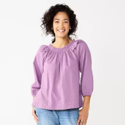 Women's Sonoma Goods For Life® Ruffle Shoulder Peasant Top -Hot Sale Adult Shop 5584039 Light Purple
