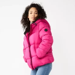 Juniors' madden girl Short Puffer Jacket -Hot Sale Adult Shop 5584562 Fuchsia