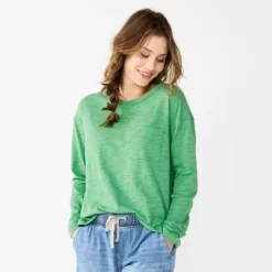 Women's Sonoma Goods For Life® Long Sleeve Pocket Tee -Hot Sale Adult Shop 5585375 Aloe Green