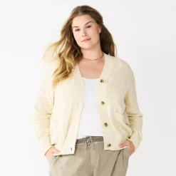 Plus Size Sonoma Goods For Life® Cropped Cardigan -Hot Sale Adult Shop 5585627 Cream