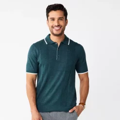 Men's Apt. 9® Ribbed Sweater Polo -Hot Sale Adult Shop 5585897 Olive Pesto Heather