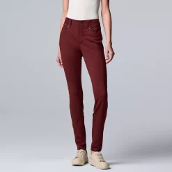 Petite Simply Vera Vera Wang High-Waisted Seamed Ponte Skinny Pants