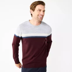 Men's Apt. 9® Colorblock Merino Blend 4-Tone Sweater -Hot Sale Adult Shop 5586573 Cld Wht Nvy Prl Brry