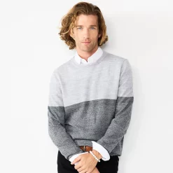 Men's Apt. 9® Colorblock Merino Blend 4-Tone Sweater -Hot Sale Adult Shop 5586573 Cloud Grey