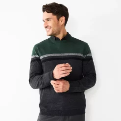 Men's Apt. 9® Colorblock Merino Blend 4-Tone Sweater -Hot Sale Adult Shop 5586573 Green 4 Color Stripe