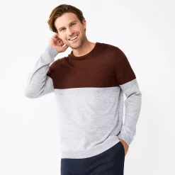 Men's Apt. 9® Colorblock Merino Blend 4-Tone Sweater -Hot Sale Adult Shop 5586573 Orange Cloud