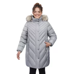 Plus Size London Fog Faux-Fur Hood Puffer Walker Coat