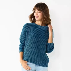 Petite Sonoma Goods For Life® Drop Shoulder Pullover Sweater -Hot Sale Adult Shop 5587850 Blue
