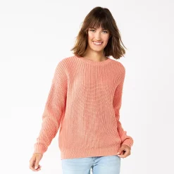Petite Sonoma Goods For Life® Drop Shoulder Pullover Sweater -Hot Sale Adult Shop 5587850 Coral