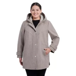 Plus Size London Fog Sherpa Hood Wool-Blend Coat