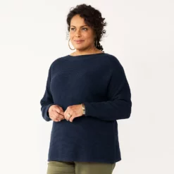 Plus Size Croft & Barrow® Boatneck Pullover Sweater -Hot Sale Adult Shop 5587961 Navy